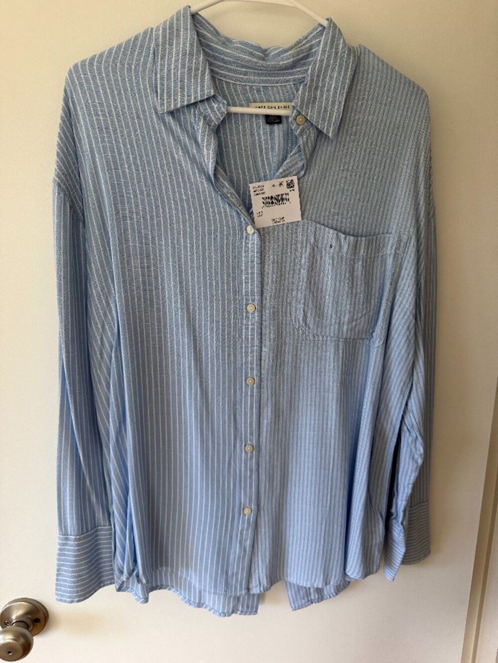 American Eagle AE Long-Sleeve Tie Back Button-Up Shirt Size Small New NWT